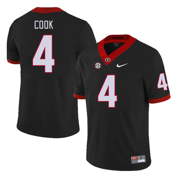 #4 James Cook Georgia Bulldogs Jerseys Football Stitched-Retro Black